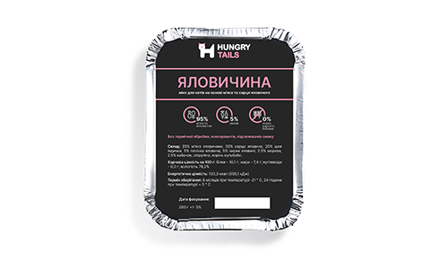 Натуральная пища для котиков говядина (микс на основе мяса и сердца говяжьего)